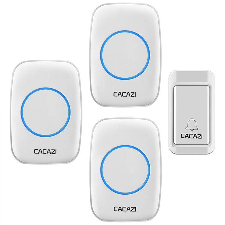 CACAZI A10G One Button Three Receivers Self-Powered Wireless Home Cordless Bell, US Plug(White) - Wireless Doorbell by CACAZI | Online Shopping South Africa | PMC Jewellery