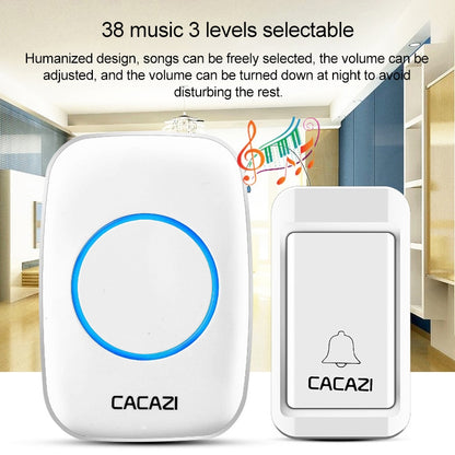 CACAZI A10G One Button Three Receivers Self-Powered Wireless Home Cordless Bell, US Plug(White) - Wireless Doorbell by CACAZI | Online Shopping South Africa | PMC Jewellery