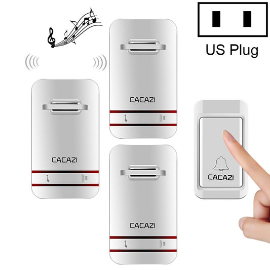 CACAZI V027G One Button Three Receivers Self-Powered Wireless Home Kinetic Electronic Doorbell, US Plug - Wireless Doorbell by CACAZI | Online Shopping South Africa | PMC Jewellery