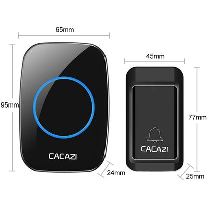 CACAZI A10G One Button One Receivers Self-Powered Wireless Home Cordless Bell, EU Plug(Black) - Wireless Doorbell by CACAZI | Online Shopping South Africa | PMC Jewellery