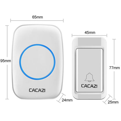 CACAZI A10G One Button One Receivers Self-Powered Wireless Home Cordless Bell, EU Plug(White) - Wireless Doorbell by CACAZI | Online Shopping South Africa | PMC Jewellery