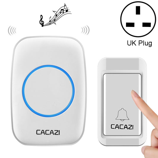 CACAZI A10G One Button One Receivers Self-Powered Wireless Home Cordless Bell, UK Plug(White) - Wireless Doorbell by CACAZI | Online Shopping South Africa | PMC Jewellery