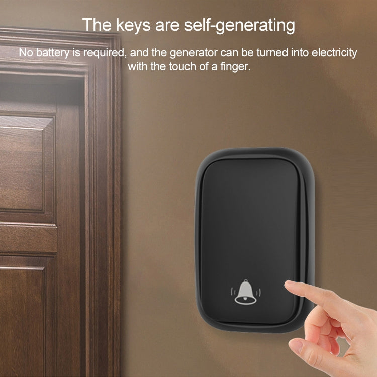 CACAZI FA86 Self-Powered Smart Home Wireless Doorbell, UK Plug(Black) - Wireless Doorbell by CACAZI | Online Shopping South Africa | PMC TechLife | Buy Now Pay Later Mobicred