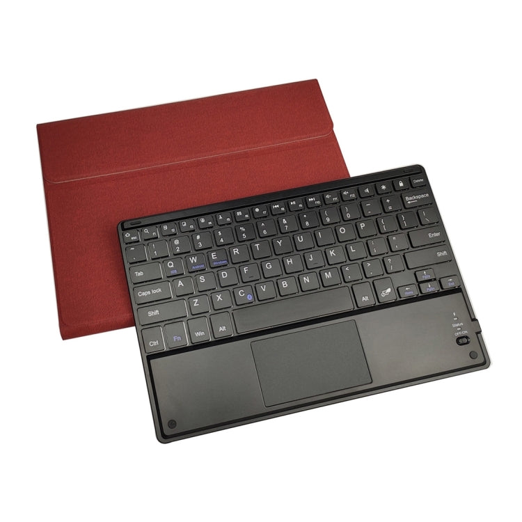 RK109C Detachable Magnetic Plastic Bluetooth Keyboard with Touchpad + Silk Pattern TPU Tablet Case for iPad Air 2020, with Pen Slot & Bracket(Red) - For iPad Air by PMC TechLife | Online Shopping South Africa | PMC TechLife