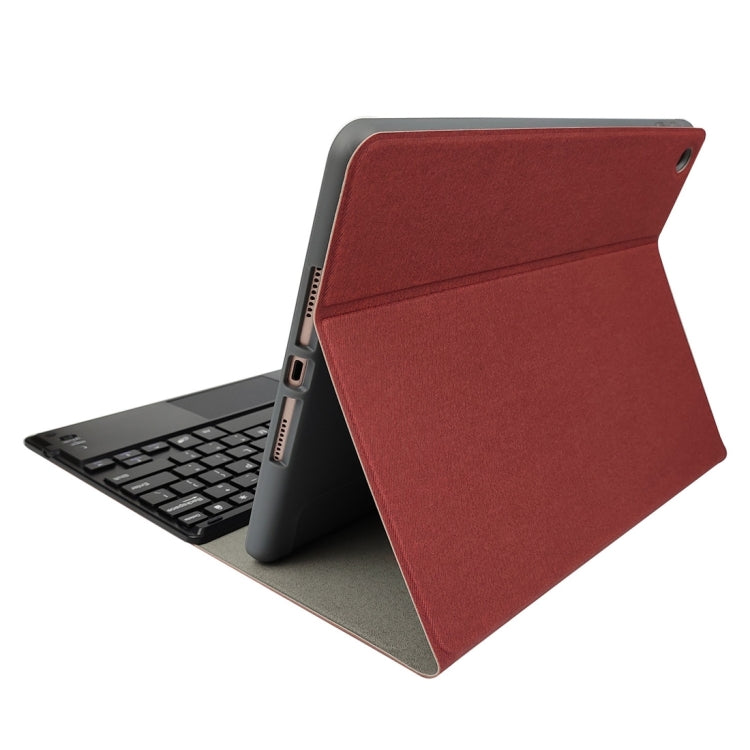 RK109C Detachable Magnetic Plastic Bluetooth Keyboard with Touchpad + Silk Pattern TPU Tablet Case for iPad Air 2020, with Pen Slot & Bracket(Red) - For iPad Air by PMC TechLife | Online Shopping South Africa | PMC TechLife