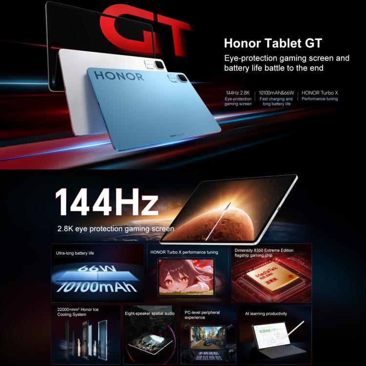 Honor Pad GT WiFi Tablet PC, 11.5 inch 8GB+128GB MagicOS 9.0 Dimensity 8350 Ultra Octa Core (Grey) - free shipping - PMc TechLife - Order now!