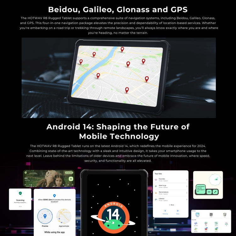 HOTWAV Tab R8 IP68/IP69K Rugged Tablet, 4GB+128GB, 10.1 inch Android 14 Unisoc T606 Octa Core 4G Network, Global Version with Google Play, EU Plug (Black Grey) - free shipping - PMC TechLife - Order now!