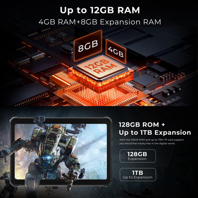 HOTWAV Tab R8 IP68/IP69K Rugged Tablet, 4GB+128GB, 10.1 inch Android 14 Unisoc T606 Octa Core 4G Network, Global Version with Google Play, EU Plug (Black Grey) - free shipping - PMC TechLife - Order now!
