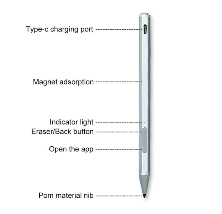 WR19 4096 USB-C/Type-C Pressure-Sensitive Stylus Pen(Silver) - Stylus Pen by PMC TechLife | Online Shopping South Africa | PMC TechLife | Buy Now Pay Later Mobicred