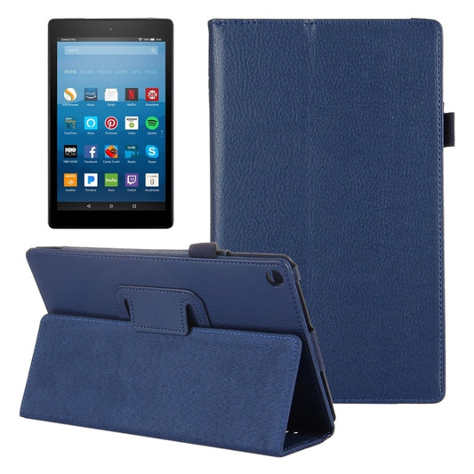 For Amazon Kindle Fire HD8 (2017) Litchi Texture Horizontal Flip Leather Case with Holder(Dark Blue) - Amazon by PMC Jewellery | Online Shopping South Africa | PMC Jewellery