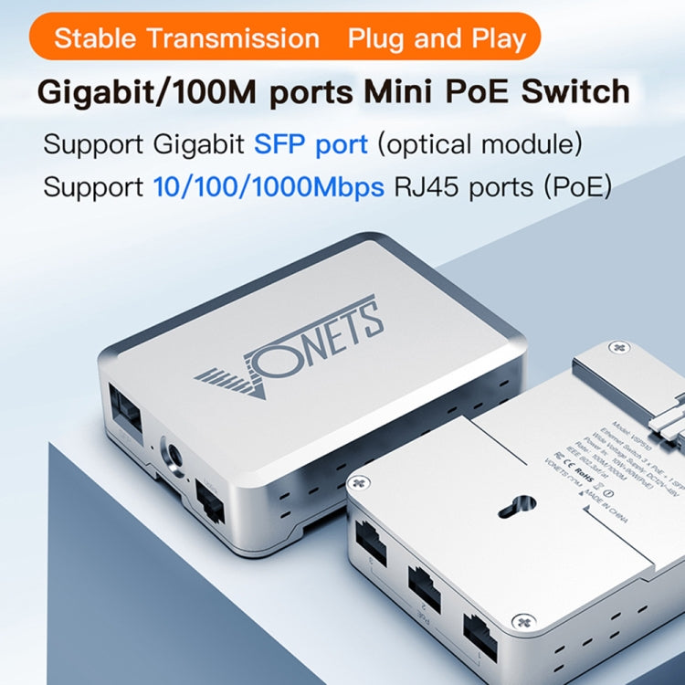 VONETS VSP510 5 Ports Ethernet Gigabit Switch with DC Adapter + Rail Fixing Buckle Set - free shipping - PMC Jewellery - Order now!