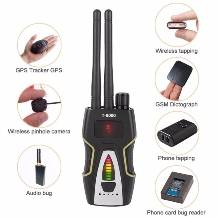 T-8000 RF Signal Detector GSM Audio Finder GPS Scan Detector (Silver) - RF Signal Detector by PMC TechLife | Online Shopping South Africa | PMC TechLife