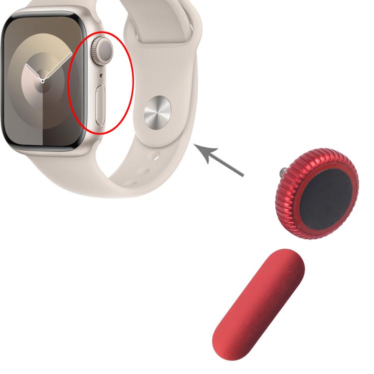 For Apple Watch Series 9 41mm / 45mm GPS Version Watch Crown Nut / Power Button Set (Red) - free shipping - PMc TechLife - Order now!