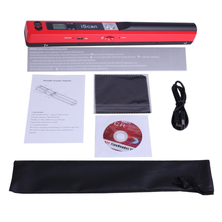 iScan01 Mobile Document Handheld Scanner with LED Display, A4 Contact Image Sensor(Red) - Portable Scanner by PMC TechLife | Online Shopping South Africa | PMC TechLife | Buy Now Pay Later Mobicred