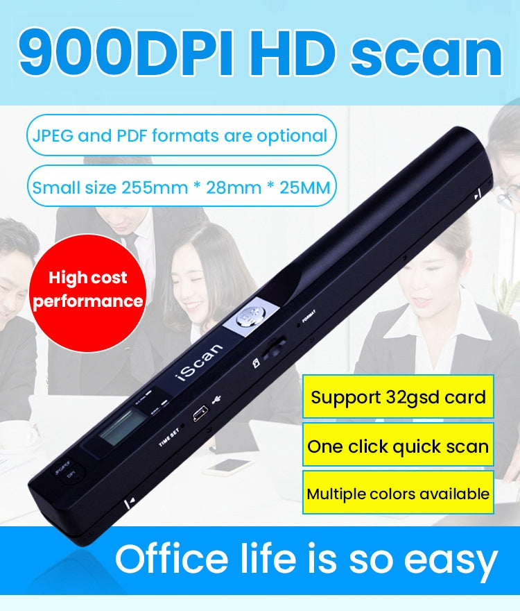 iScan01 Mobile Document Handheld Scanner with LED Display, A4 Contact Image Sensor(Black) - Portable Scanner by PMC TechLife | Online Shopping South Africa | PMC TechLife