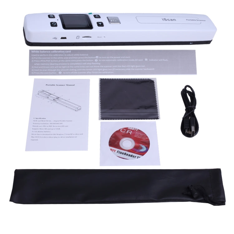 iScan02 Double Roller Mobile Document Portable Handheld Scanner with LED Display,  Support 1050DPI  / 600DPI  / 300DPI  / PDF / JPG / TF(White) - Portable Scanner by PMC Jewellery | Online Shopping South Africa | PMC Jewellery | Buy Now Pay Later Mobicred