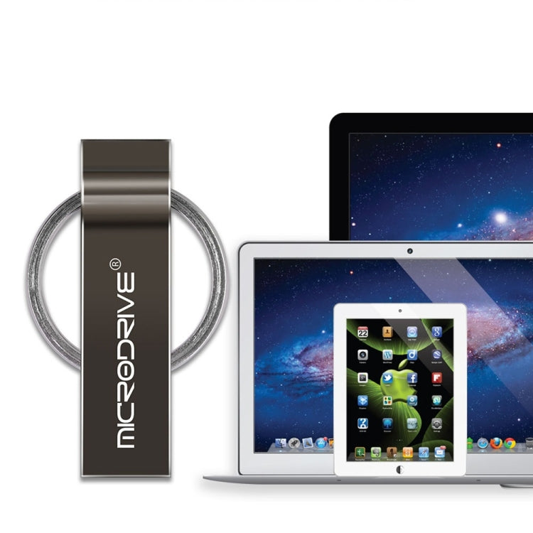 MicroDrive 64GB USB 2.0 Metal Keychain U Disk (Black) - USB Flash Drives by MicroDrive | Online Shopping South Africa | PMC Jewellery