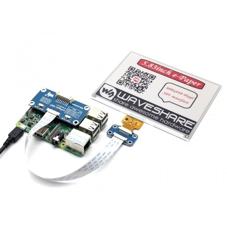 Waveshare 5.83 inch 600x448 Pixel Red Black White Three-color E-Ink Display HAT (B) for Raspberry Pi, SPI Interface - free shipping - PMC Jewellery - Order now!
