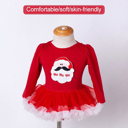 Baby Christmas Clothes Long Sleeve Cartoon Romper Net Yarn Tutu Four-piece Childrens Wear (Color:Santa Claus Size:66) - Baby Clothing by PMC Jewellery | Online Shopping South Africa | PMC Jewellery