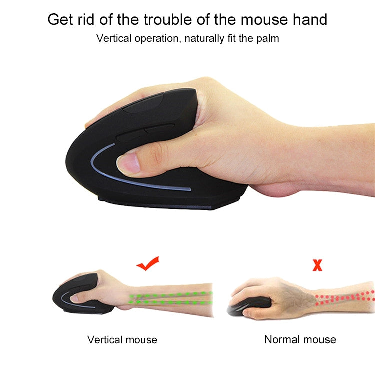 Battery Version Wireless Mouse Vertical 2.4GHz Optical Mouse (Black) - Wireless Mice by PMC TechLife | Online Shopping South Africa | PMC TechLife