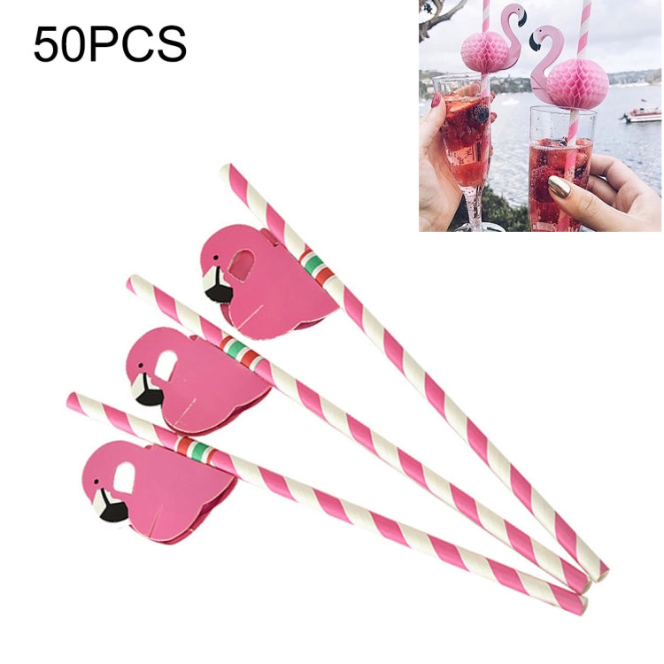 50 PCS 3D Flamingo Jungle Paper Straws Party Decorations Cocktail Straw (Pink) - Drinking Tools by PMC Jewellery | Online Shopping South Africa | PMC Jewellery