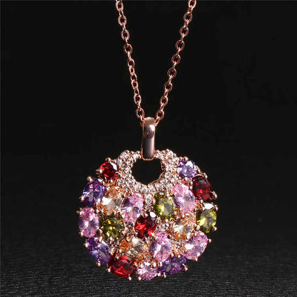 Multicolor Cubic Zirconia Pendant Necklace