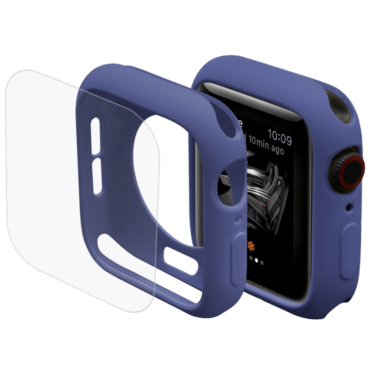 ENKAY Hat-Prince 2 in 1 TPU Semi-clad Protective Shell + 3D Full Screen PET Curved Heat Bending HD Screen Protector for Apple Watch Series 5 & 4 44mm(Blue) - Watch Cases by ENKAY | Online Shopping South Africa | PMC Jewellery | Buy Now Pay Later Mobicred