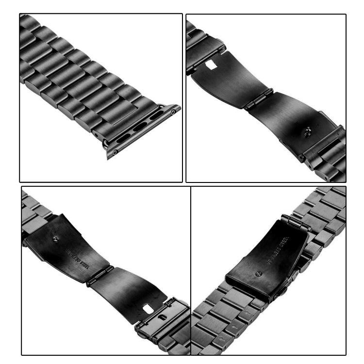 Fold Buckle 3 Beads Stainless Steel Watch Band For Apple Watch Ultra 49mm&Watch Ultra 2 49mm / Series 10 46mm / 9&8&7 45mm / SE 3&SE 2&6&SE&5&4 44mm / 3&2&1 42mm(Gold) - Watch Bands by PMC Jewellery | Online Shopping South Africa | PMC Jewellery | Buy Now Pay Later Mobicred