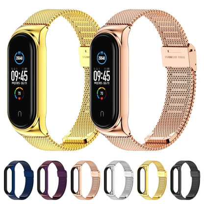 Mijobs Milan CS Screwless Buckle Metal Watch Band Case for Xiaomi Mi Band 3 & 4 & 5 & 6, Host not Included(Rose Gold) - Watch Bands by MIJOBS | Online Shopping South Africa | PMC Jewellery | Buy Now Pay Later Mobicred