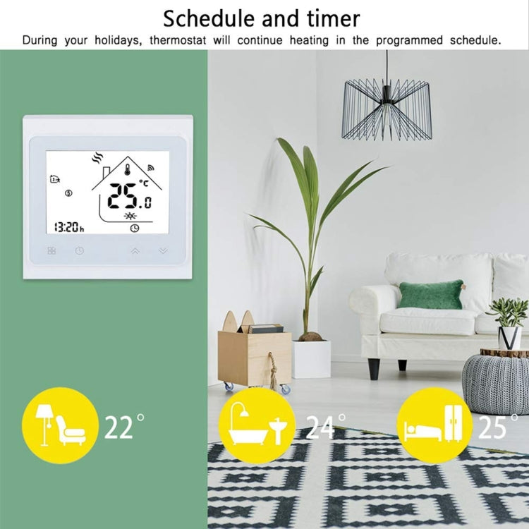 BHT-002GCLW 3A Load Water / Gas Boiler Type LCD Digital Heating Room Thermostat with Time Display, WiFi Control(White) - Indoor Thermometer by PMC Jewellery | Online Shopping South Africa | PMC Jewellery