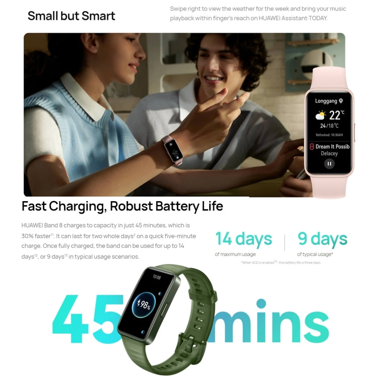 HUAWEI Band 8 Standard 1.47 inch AMOLED Smart Watch, Support Heart Rate / Blood Pressure / Blood Oxygen / Sleep Monitoring(Emerald) - Wearable Devices by Huawei | Online Shopping South Africa | PMC Jewellery | Buy Now Pay Later Mobicred