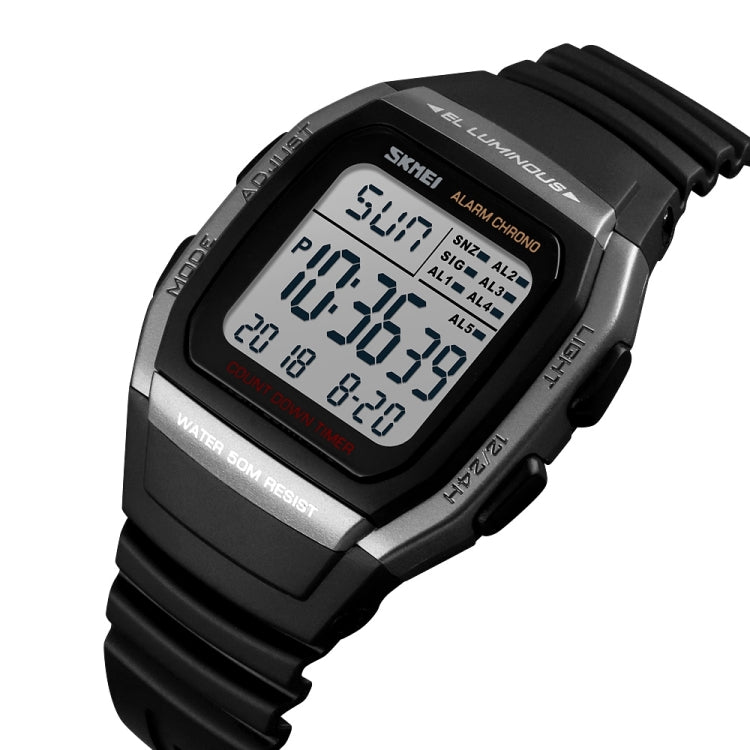 SKMEI 1278 Fashionable Outdoor 50m Waterproof Digital Watch Student Sports Wrist Watch Support 5 Group Alarm Clocks (Titanium) - Sport Watches by SKMEI | Online Shopping South Africa | PMC Jewellery | Buy Now Pay Later Mobicred