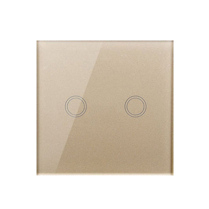 86mm 2 Gang Tempered Glass Panel Wall Switch Smart Home Light Touch Switch with RF433 Remote Controller, AC 110V-240V(Gold) - Smart Switch by PMC Jewellery | Online Shopping South Africa | PMC Jewellery