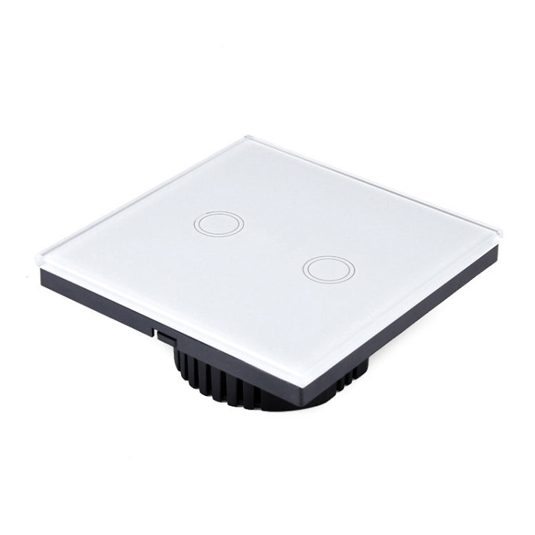 86mm 2 Gang Tempered Glass Panel Wall Switch Smart Home Light Touch Switch with RF433 Remote Controller, AC 110V-240V(Gold) - Smart Switch by PMC TechLife | Online Shopping South Africa | PMC TechLife