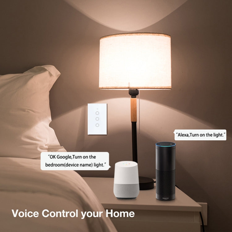 TC120 Wifi Smart Light Switch Glass Screen Touch Panel Voice Control Wireless Wall Switch Work with Alexa Echo / Google Home (White) - Smart Switch by PMC TechLife | Online Shopping South Africa | PMC TechLife