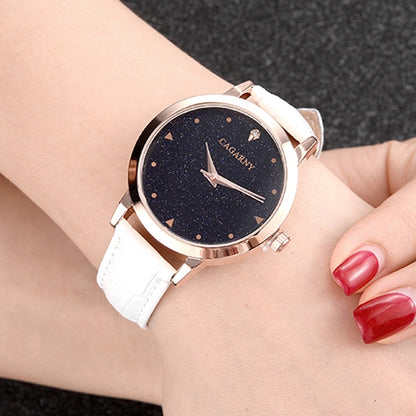 CAGARNY 6875 Round Dial Water Resistant Starry Sky Pattern Fashion Women Quartz Wrist Watch with Leather Band (White) - Leather Strap Watches by CAGARNY | Online Shopping South Africa | PMC Jewellery | Buy Now Pay Later Mobicred