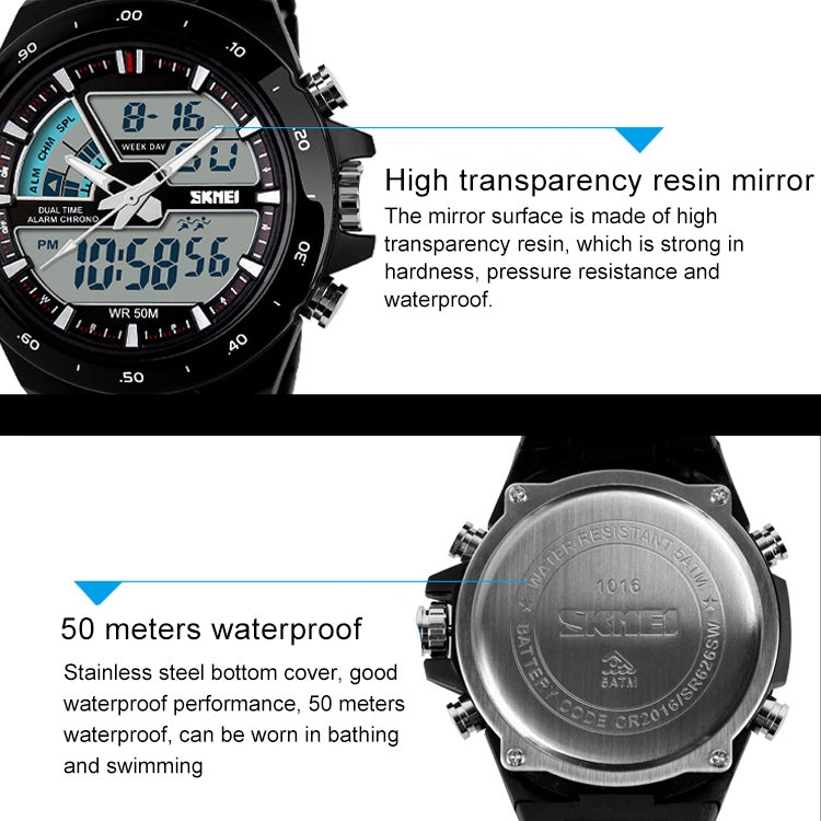 SKMEI 1016 Multifunctional Men Outdoor Sports Noctilucent Waterproof Double Digital Watch (Red + Black) - Sport Watches by SKMEI | Online Shopping South Africa | PMC Jewellery | Buy Now Pay Later Mobicred