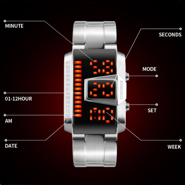 SKMEI 1179 Multifunctional Men Outdoor Sports Noctilucent Waterproof LED Digital Watch(Silver) - LED Digital Watches by SKMEI | Online Shopping South Africa | PMC Jewellery | Buy Now Pay Later Mobicred