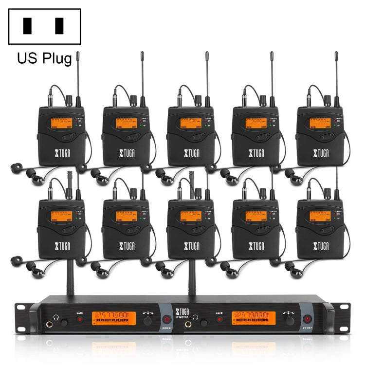 XTUGA IEM1200 Wireless Transmitter 10 Bodypack Stage Singer In-Ear Monitor System(US Plug) - Microphone by XTUGA | Online Shopping South Africa | PMC TechLife