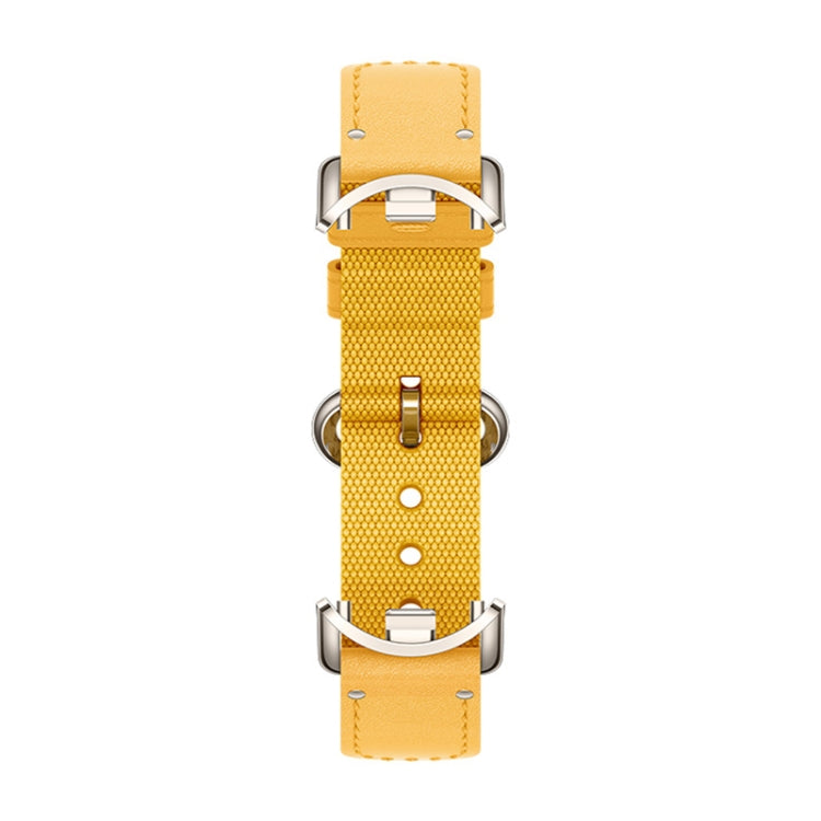 Original For Xiaomi Mi Band 8 Nylon Braided + Leather Watch Band(Yellow) - Watch Bands by Xiaomi | Online Shopping South Africa | PMC Jewellery