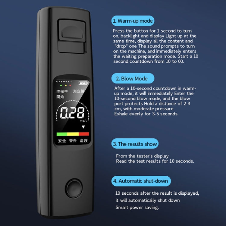 CSY-100 Portable Air Blowing High Precision Digital Alcohol Tester, English Version (White) - free shipping - PMC TechLife - Order now!