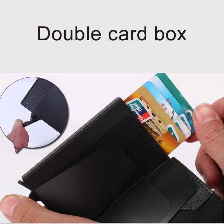 X-7 Antimagnetic RFID  Multi-functional Aluminum Crazy Horse Texture Leather Card Bag Wallet(Coffee) - free shipping - PMC TechLife - Order now!