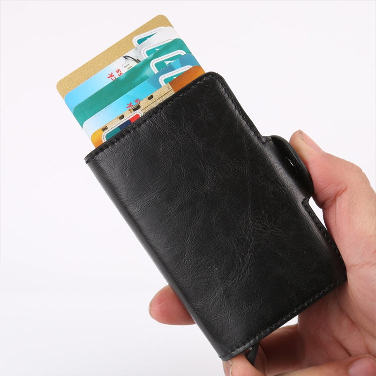 X-7 Antimagnetic RFID  Multi-functional Aluminum Crazy Horse Texture Leather Card Bag Wallet(Dark Blue) - Antimagnetic RFID Package by PMC TechLife | Online Shopping South Africa | PMC TechLife | Buy Now Pay Later Mobicred