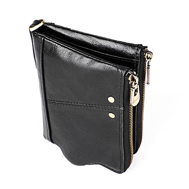 3533 Long Crazy Horse Texture Cowhide Leather Folding Anti-magnetic RFID Wallet Clutch Bag for Men, with Card Slots(Black) - Antimagnetic RFID Package by PMC Jewellery | Online Shopping South Africa | PMC Jewellery | Buy Now Pay Later Mobicred