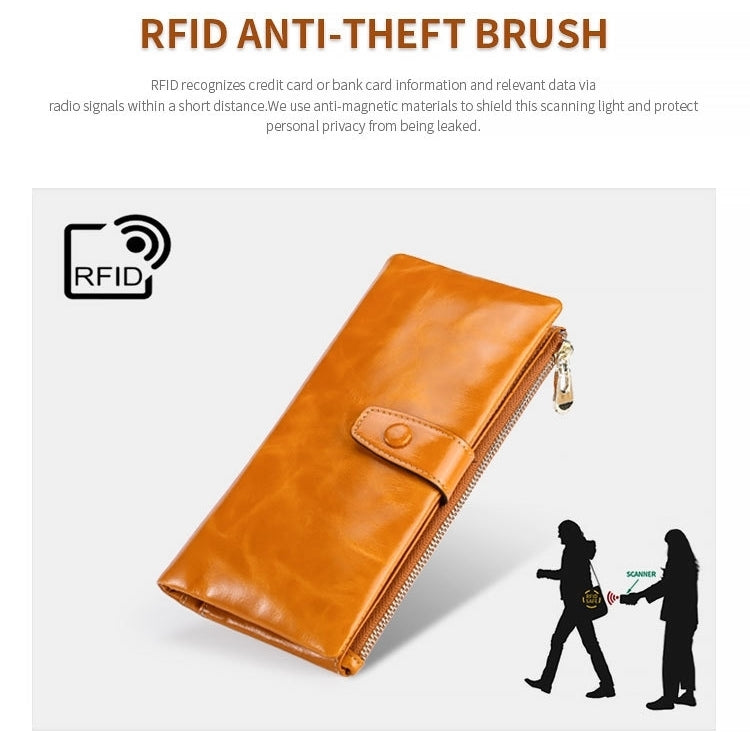TP-189 Oilskin Leather Multi-functional Zipper RFID Leather Wallet(Red) - Antimagnetic RFID Package by PMC TechLife | Online Shopping South Africa | PMC TechLife | Buy Now Pay Later Mobicred