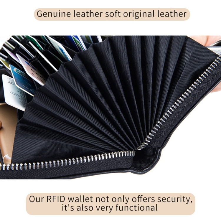 Two-Layer Cowhide Leather Organ Card Holder Multiple-Card RFID Anti-Theft Wallet Bag(Black) - free shipping - PMC TechLife - Order now!