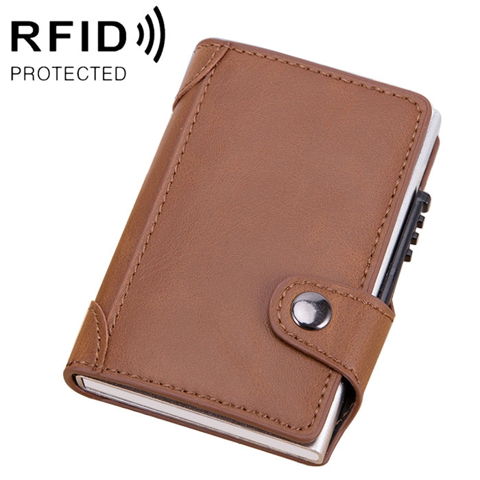 X-51 Automatically Pop-up Card Type Anti-magnetic RFID Anti-theft PU Leather Wallet with Card Slots(Apricot) - Antimagnetic RFID Package by PMC Jewellery | Online Shopping South Africa | PMC Jewellery | Buy Now Pay Later Mobicred