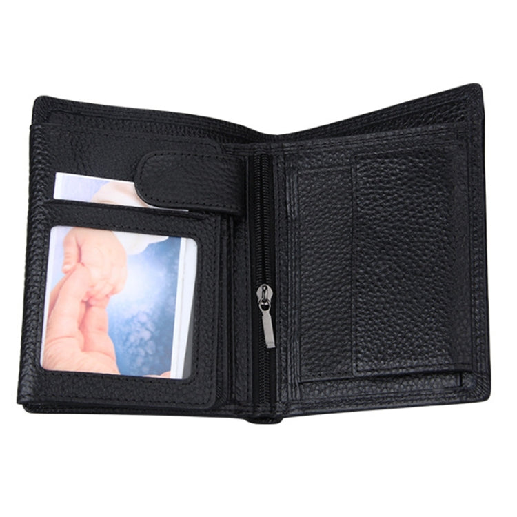 Genuine Cowhide Leather 3-folding Card Holder Wallet RFID Blocking Card Bag Protect Case for Men, Size: 13*10.2*2.5cm - Antimagnetic RFID Package by PMC TechLife | Online Shopping South Africa | PMC TechLife | Buy Now Pay Later Mobicred