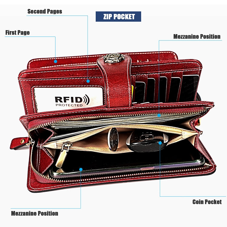 3556 Large Capacity Long Multi-function Anti-magnetic RFID Wallet Clutch for Ladies with Card Slots (Brown) - Antimagnetic RFID Package by PMC Jewellery | Online Shopping South Africa | PMC Jewellery | Buy Now Pay Later Mobicred