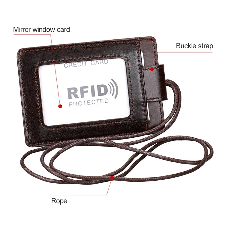 KB153 Antimagnetic RFID Leather Card Holder ID Card Badge with Lanyard(Red) - free shipping - PMC TechLife - Order now!
